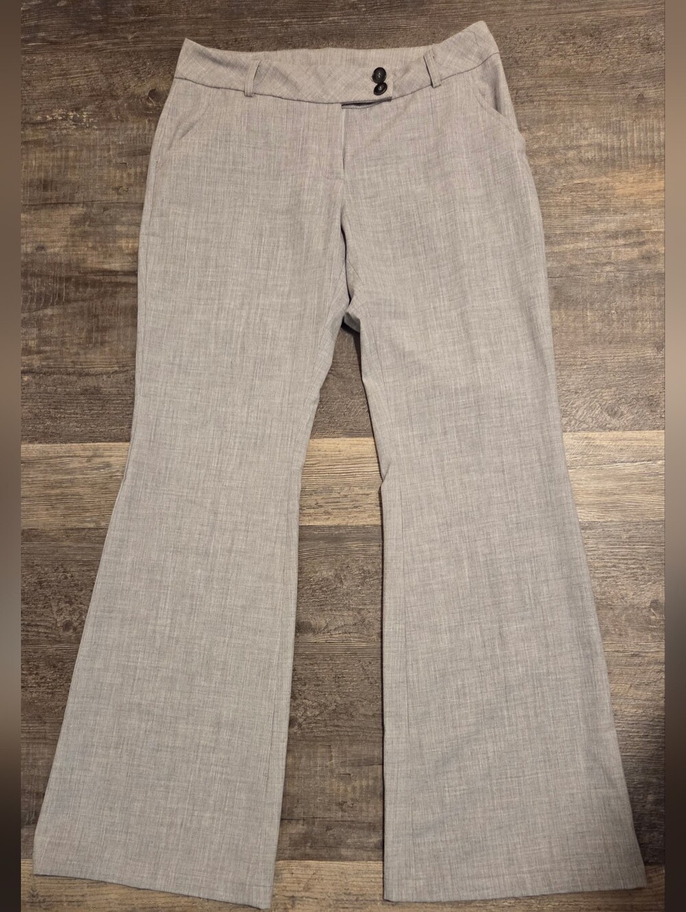 Women’s Grey Wide Leg Dress Pants - Vintage Style Flare Trouser Slacks
